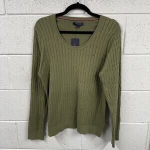 NWT Tommy Hilfiger Size L Essential Scoop Neck Sweater Cable Lightweight Preppy